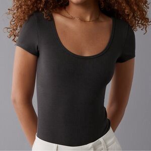 American Eagle Grey Scoop Bodysuit, Size XS